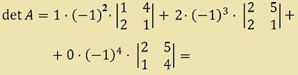 Calcolo del determinante della matrice A con il primo teorema di Laplace